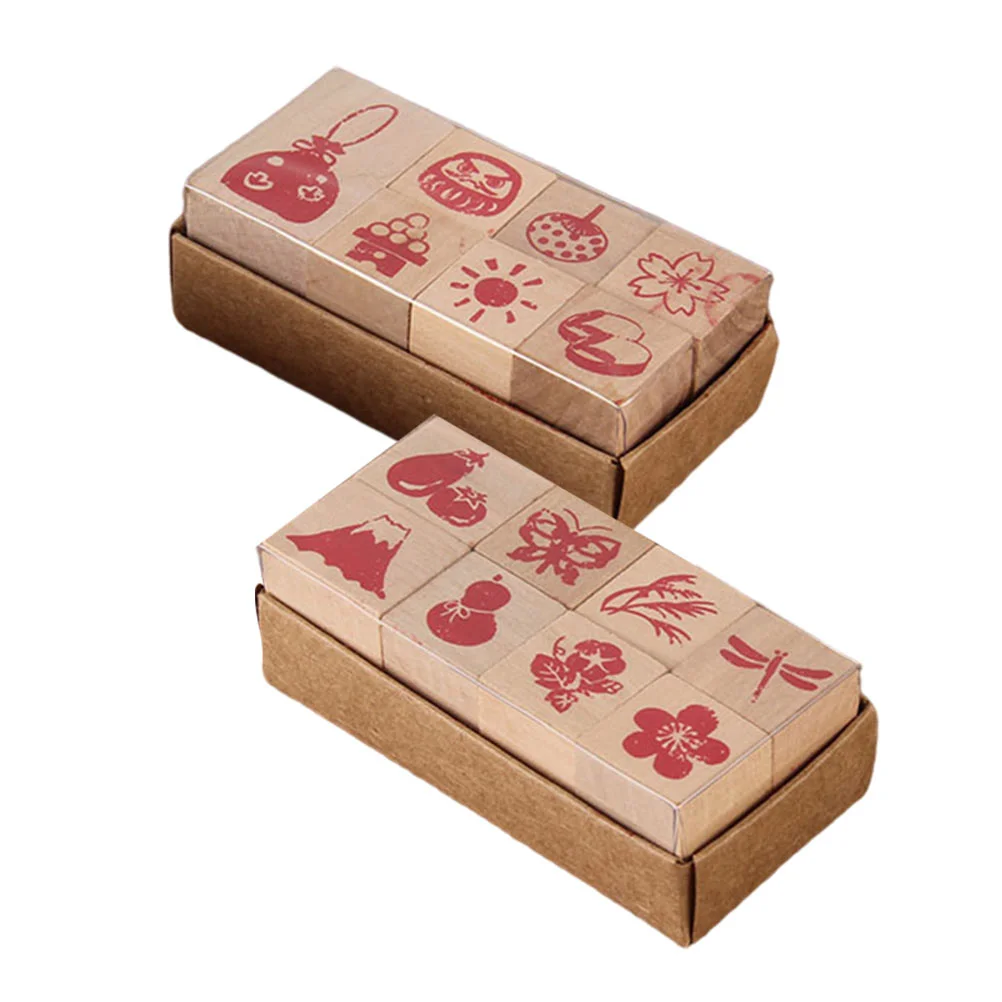 

2 Sets Seal Creative Stamps Postage Delicate Party Supplies Wooden DIY Cards Making Seals Decor