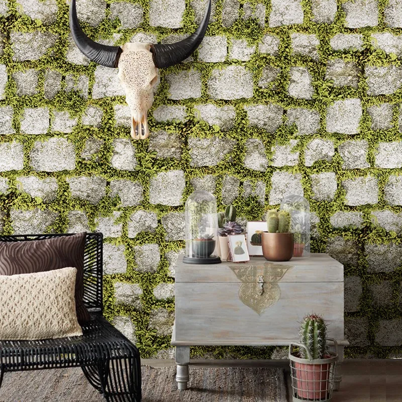 3D stereo retro nostalgic imitation brick wallpaper restaurant clothing store hot pot restaurant straw brick pvc waterproof