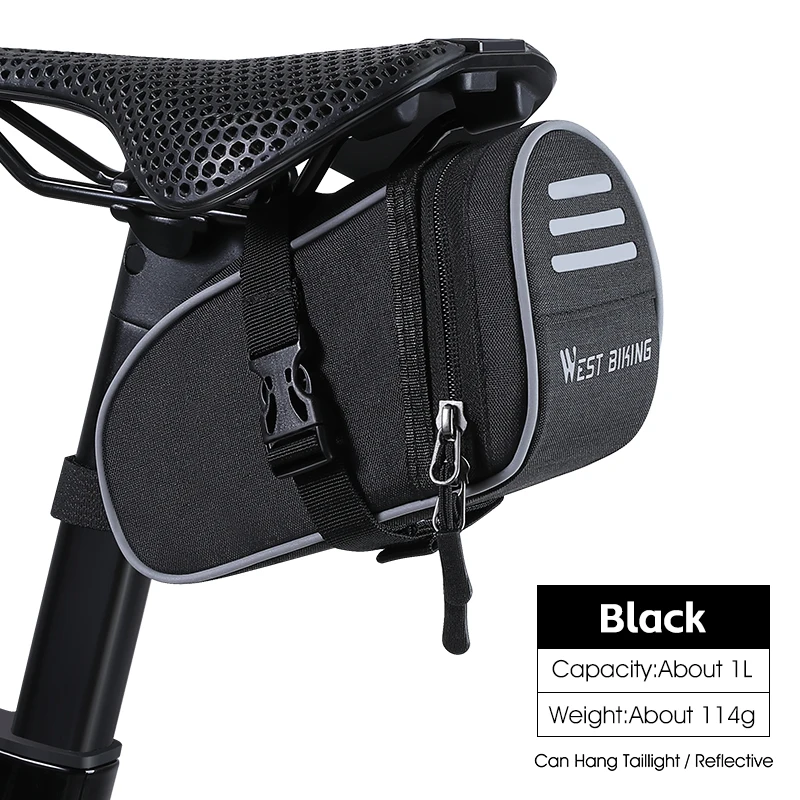 West Biking 1.2L Reflective Bike Saddle Bag