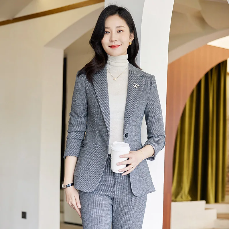 

High Sense Woolen Suit Suit Women's Fall Winter Fashion Casual Temperament Office Wear White Collar Workwear Interview Work Clot