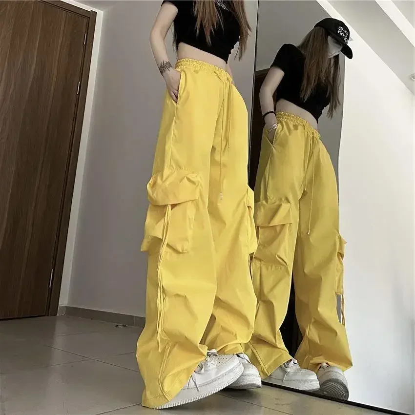 Pink Streetwear Cargo Pants Women Loose Harajuku Y2K Straight Trousers American Retro Hip Hop Casual Bf Wide Leg Pants New