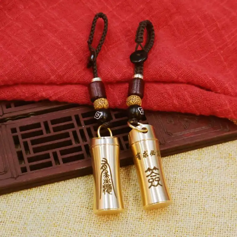 Brass Divination Tube Fortune-Telling, Featuring A Hexagram Design, Used For Drawing Lots And Seeking Guidance. Also include.