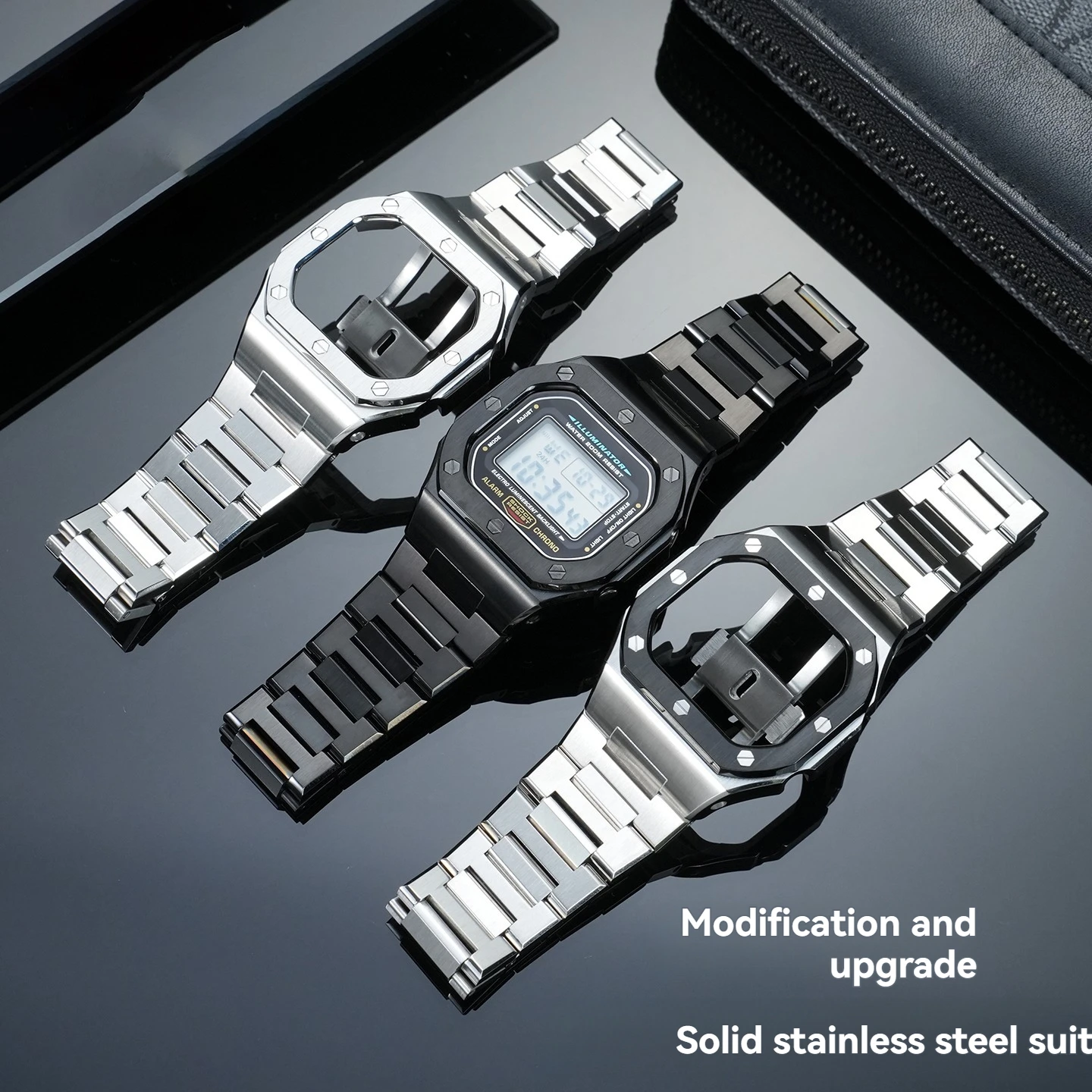 

Для Casio G-SHOCK DW5600 GW-M5610 GW-B5600: Металлический корпус и ремешок, персонализированный набор для модификации, комплект запчастей и аксессуаров для часов + инструменты для установки
