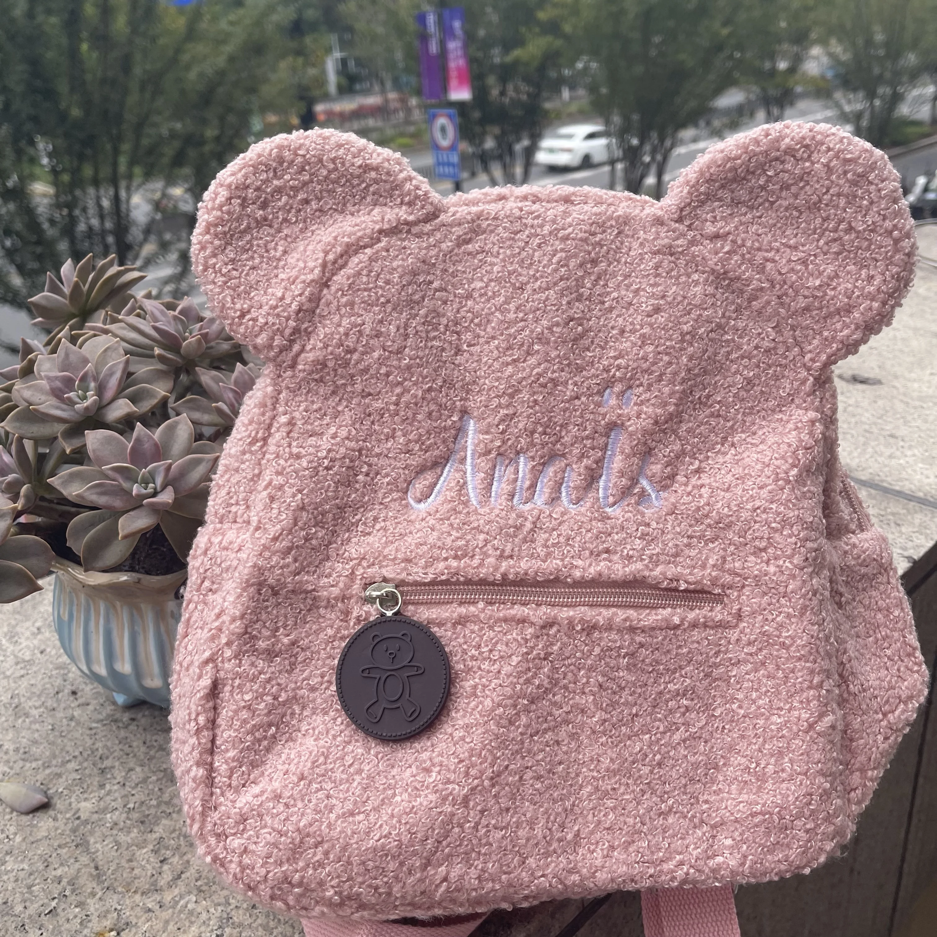 Customized Embroidery Bear Backpack Embroidered Portable Children Travel Shopping Rucksack Women's Cute Bear Shoulder Backpack