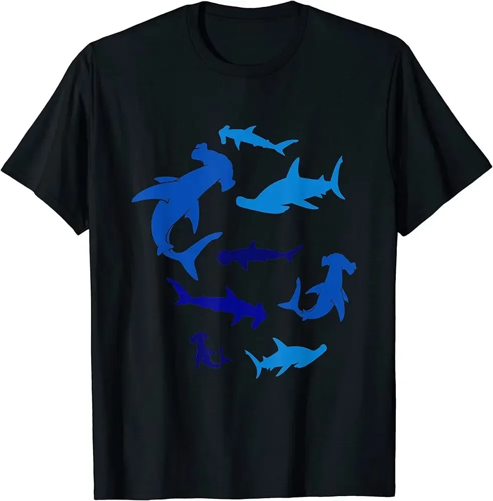 Hammer Head Sharks Swimming In The Deep Ocean Water T-Shirt  Tees High Quality 100%Cotton Short Sleeve