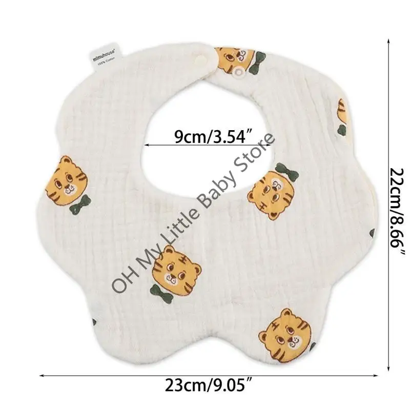 مريلة أطفال M76C مصنوعة من القطن الخالص مع إبزيم كبس للأولاد والبنات أثناء تناول الطعام #6