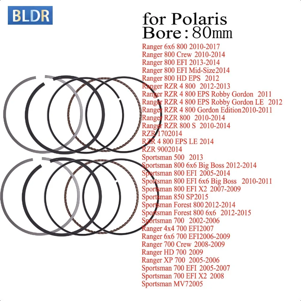 

Piston Rings Kit for Polaris Ranger 800 Crew Ranger EFI RZR 800 EPS Robby Gordon RZR 170 900 Sportsman 500 Sportsman 700 800