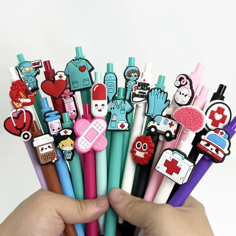 2/5 Pieces of Medical-Themed Cartoon Gel Pens, Featuring Novel and Unique Designs with Medical-Related Elements as Pen Decorations, Combining Both Fun and Professional Characteristics, Can Meet the Personalized Writing Needs of Medical Practitioners or Medical Enthusiasts, While Their Cute Appearance Can Add Fun to Daily Stationery Use, and the Pen Bodies Come in a Variety of Colors, with Strong Visual Appeal