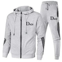 New Fashion Simplicity high quality Men's Zipper Jacket Hoodie Running Sportswear Set Men's Tracksuit Autumn Winter Sports Suit