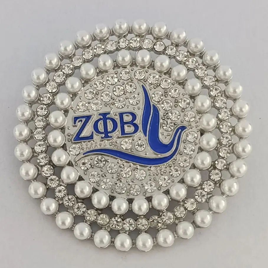 Zeta Phi Beta Fellowship Dove Circular Letter Metal brooch