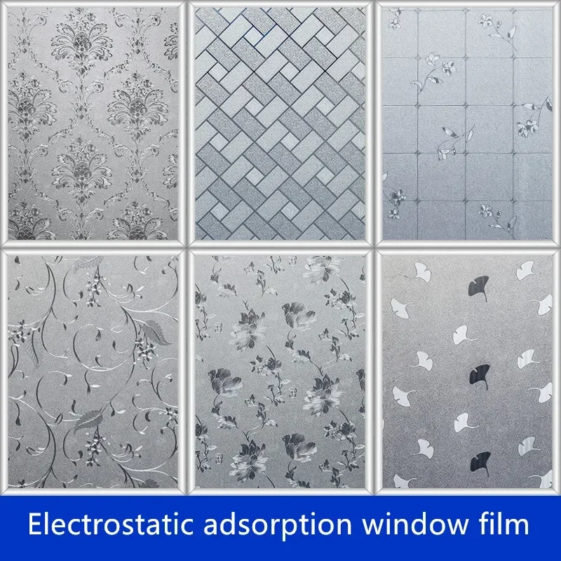 Frosted Window Film Sticker, Static Adsorption, Kitchen, Sliding Door, Opaque, Translucent, Decorate Glass