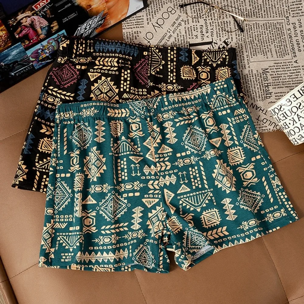 

Fashion Plus Size Men's Boxer Briefs Mid Waist Seamless Printed Panties Lingerie Elastic Underwear for Man Teens Boys