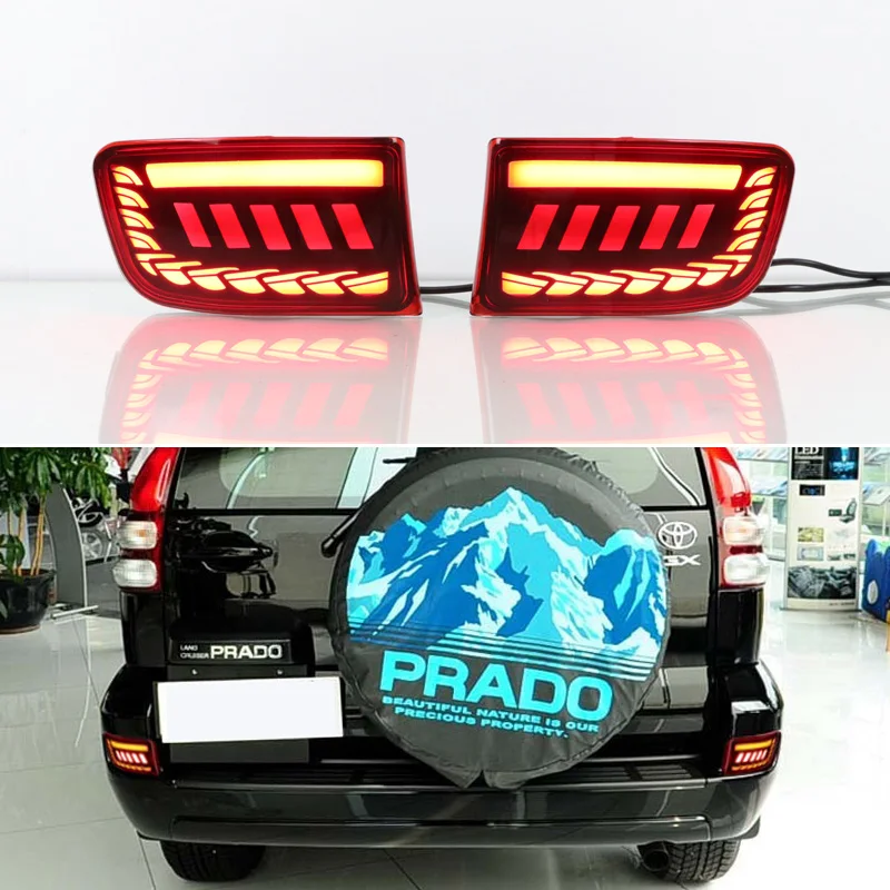 

Car LED Rear Reflector For Toyota Prado 120 FJ120 2003 - 2009 3-in-1 Functions Sequence Signal Indicator Tail Light Bumper Lamps