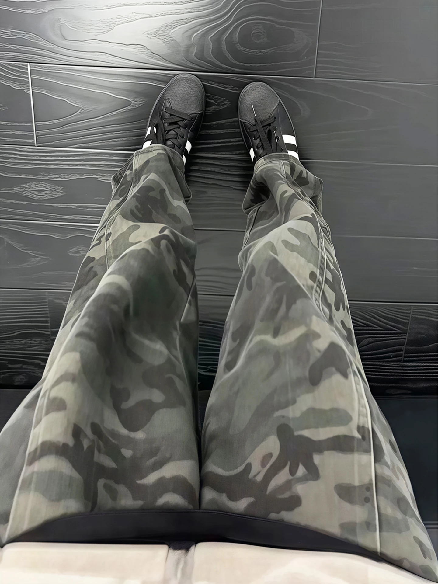 

Мужские камуфляжные джинсы с флисовой подкладкой, зауженные, прямого кроя, в стиле High Street, рабочие брюки, осенне-зимние, модные, молодежные, повседневные