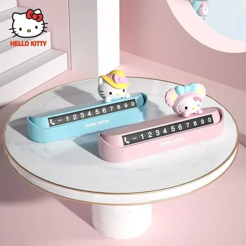 Cute HelloKitty Vehicle-mounted Move The Car Phone Card Interior Accessories Cartoon Individuality Temporary Car Number Plate