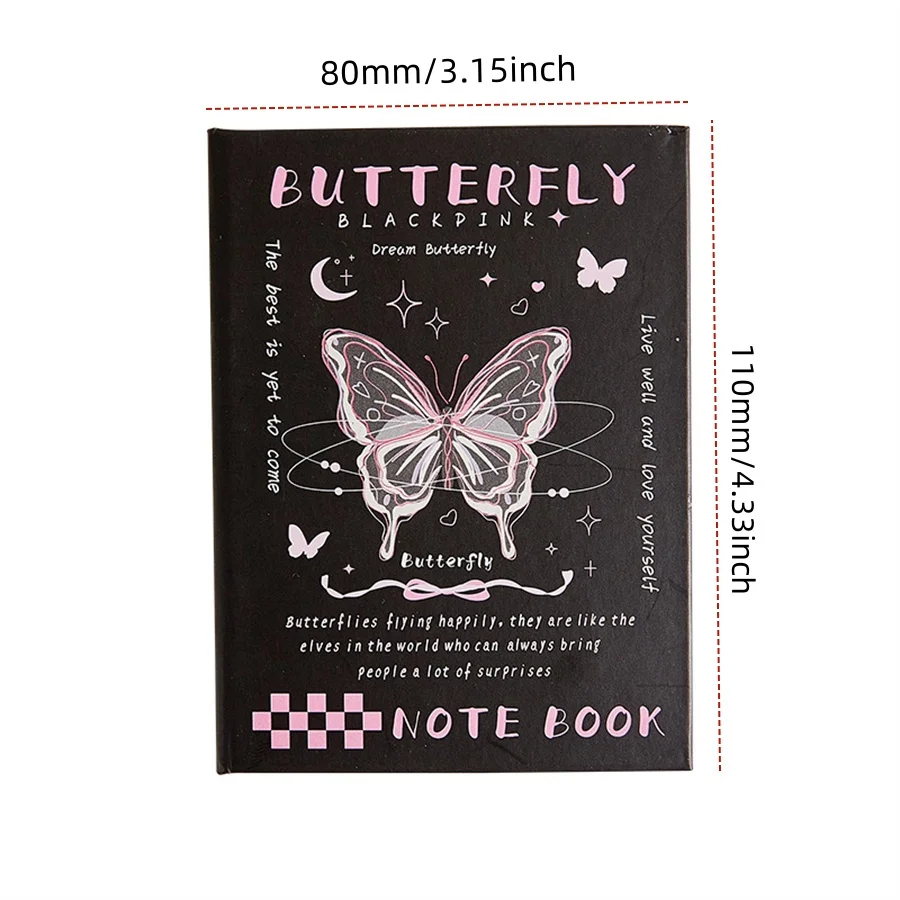 80-page fantasy butterfly pocket notebook, a portable high-value notebook for girls, a mini a7 notebook for students to carry wi