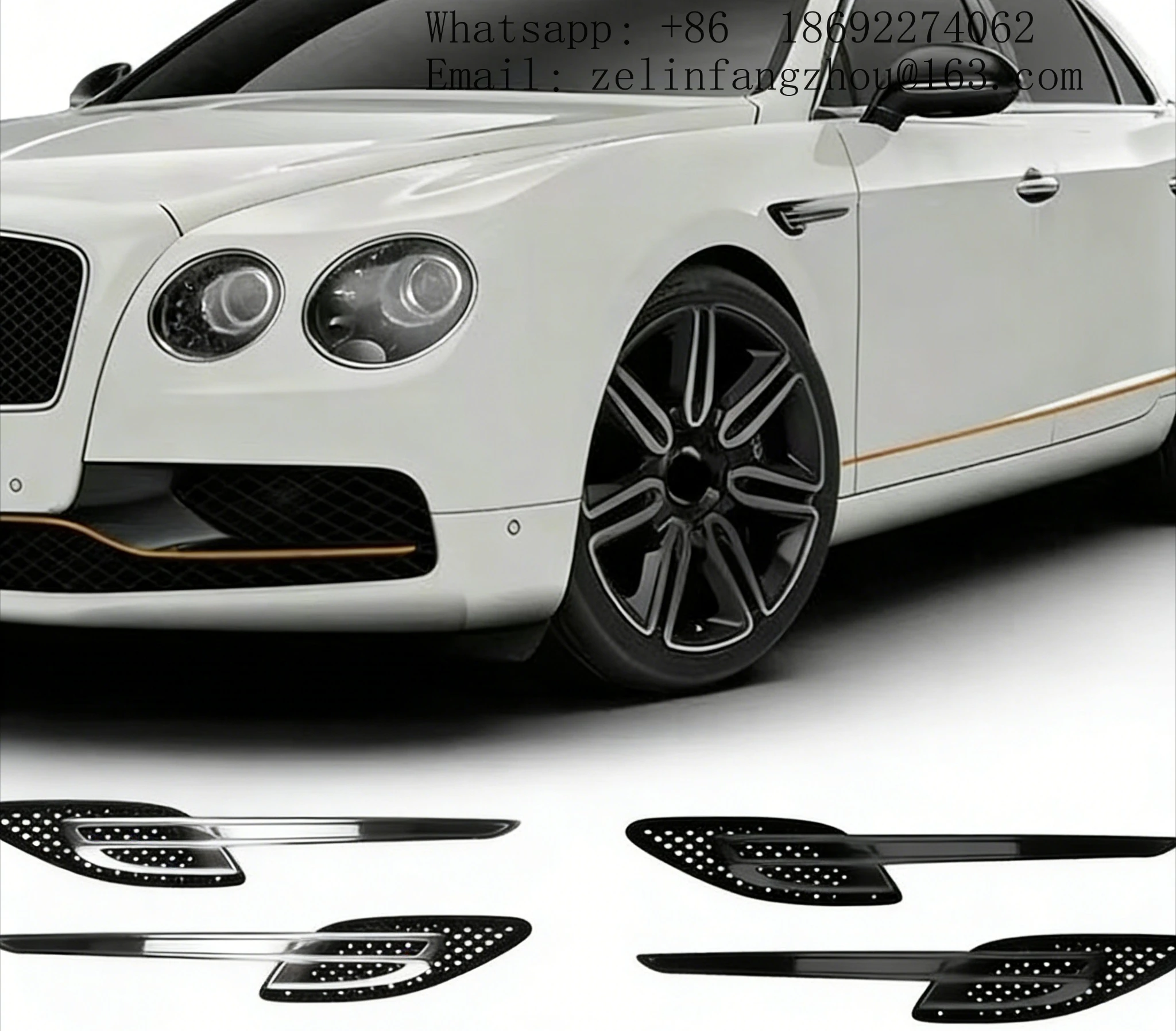 

Карбоновые накладки на передние воздухозаборники и решетки бампера для Bentley Flying Spur 2017 года, OEM 4W0821169, 4W0821170