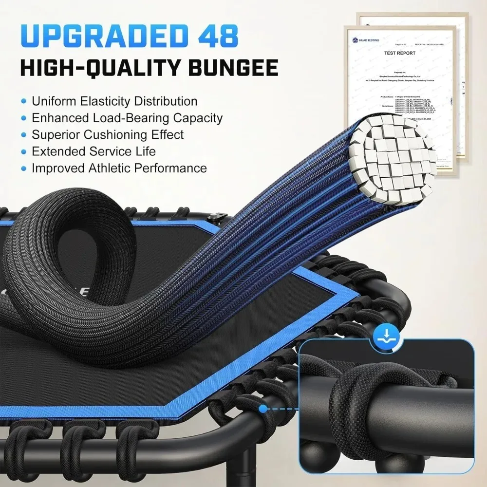 تخفيضات كبيرة - ترامبولين ريبوندر 50 بوصة للبالغين مع شريط، ترامبولين صغير 550 رطلاً، تمرين هادئ بنجي القفز على القلب #4