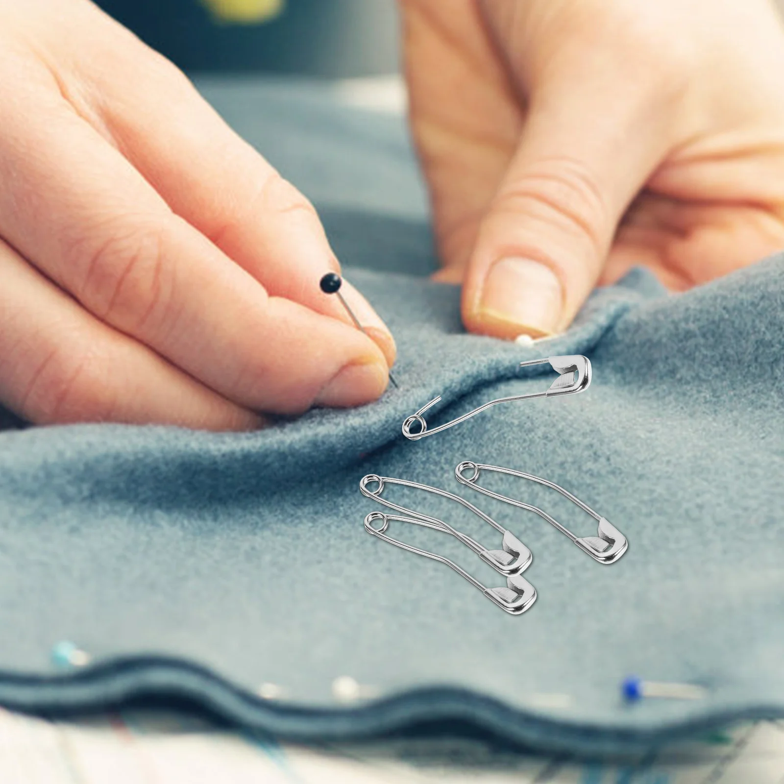 

200pcs Stainless Steel Curved Safety Durable Sewing Craft For Diy Jewelry Quilting Fabric Projects Basting Pin Decorative Lapel