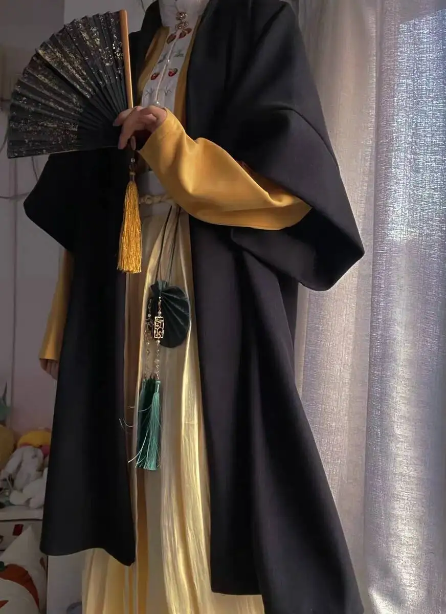 

Имитация династии Северной Сун Changgan Temple Jiaozi шерстяная ткань сплошной цвет большой объем песня сделано Hanfu весна и