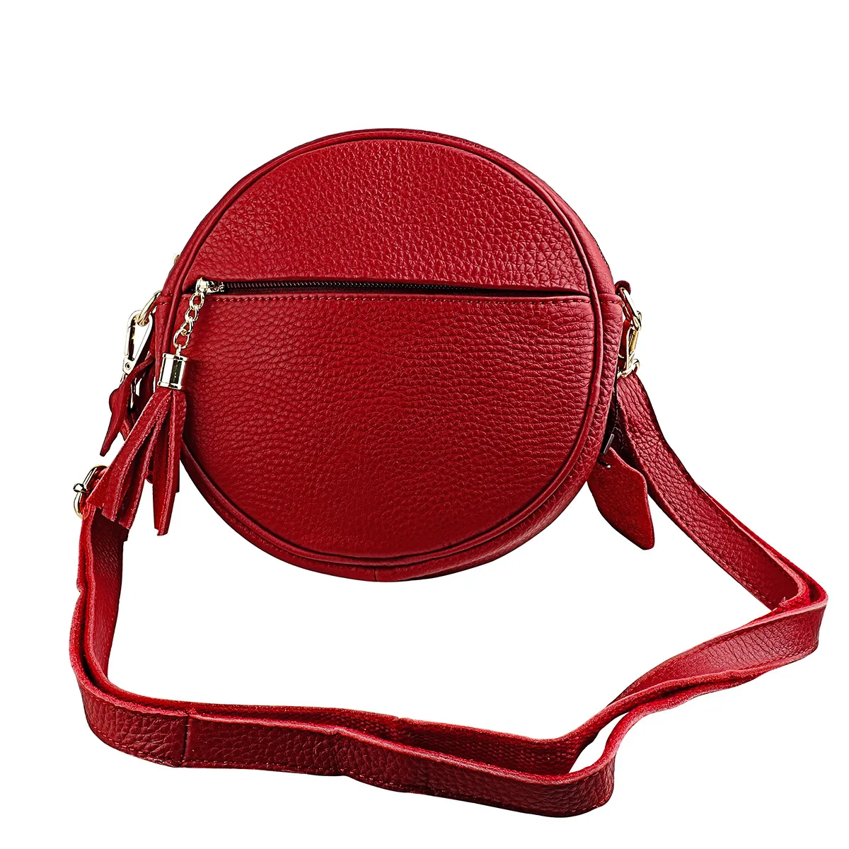 New Lady Bag Cowhide Phone Bag For Women Single Shoulder Bag Casual Trendy Versatile Storage Round Crossbody Bag With Tassel