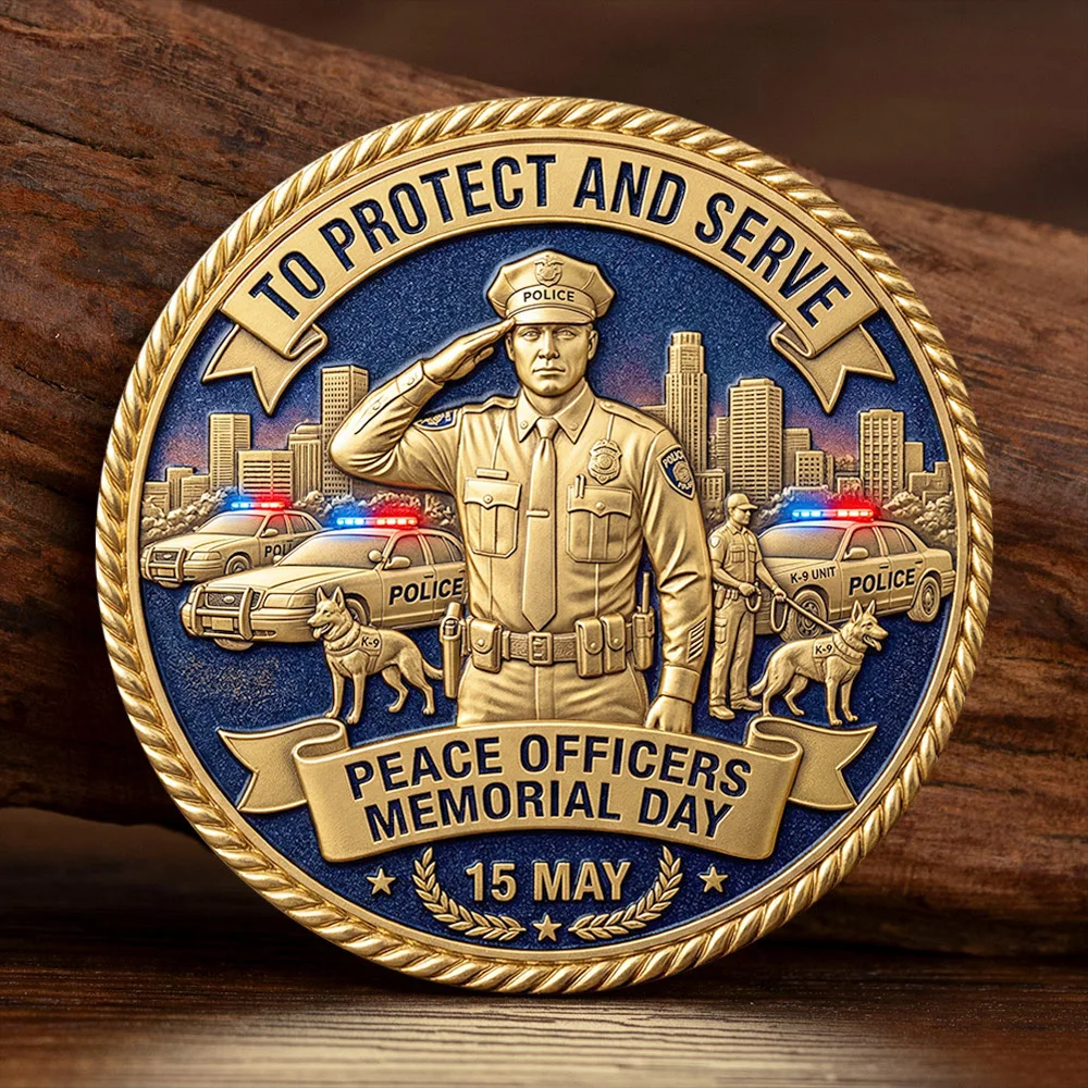 To Protect and Serve Gold Plated Collection Coin Blue Lives Remembered Courage Honor Duty Souvenir Coin