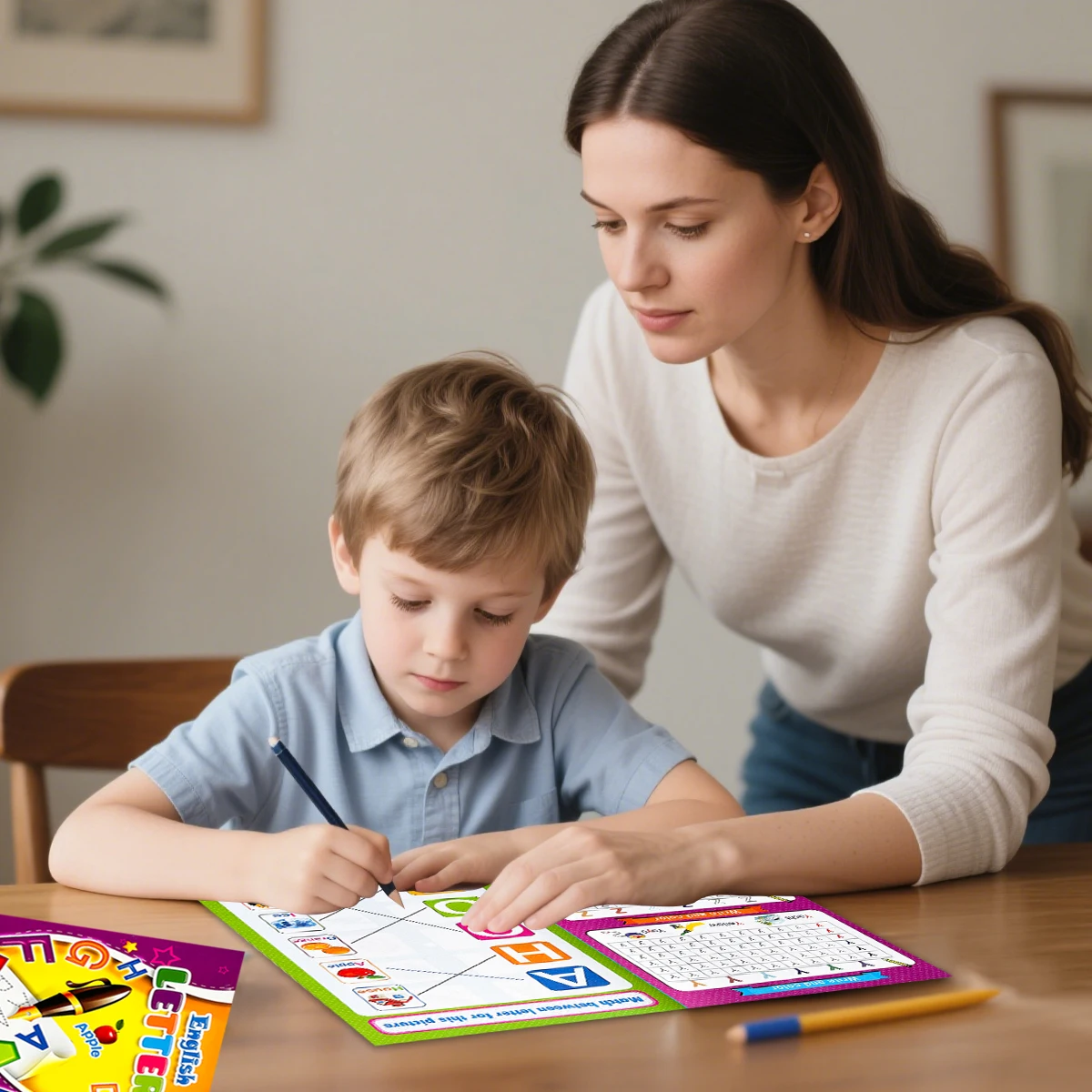    2 livros de letras e números em inglês para crianças, livro de prática de escrita, aprendizagem de iluminação, prática de escrita engraçada, presente de aniversário