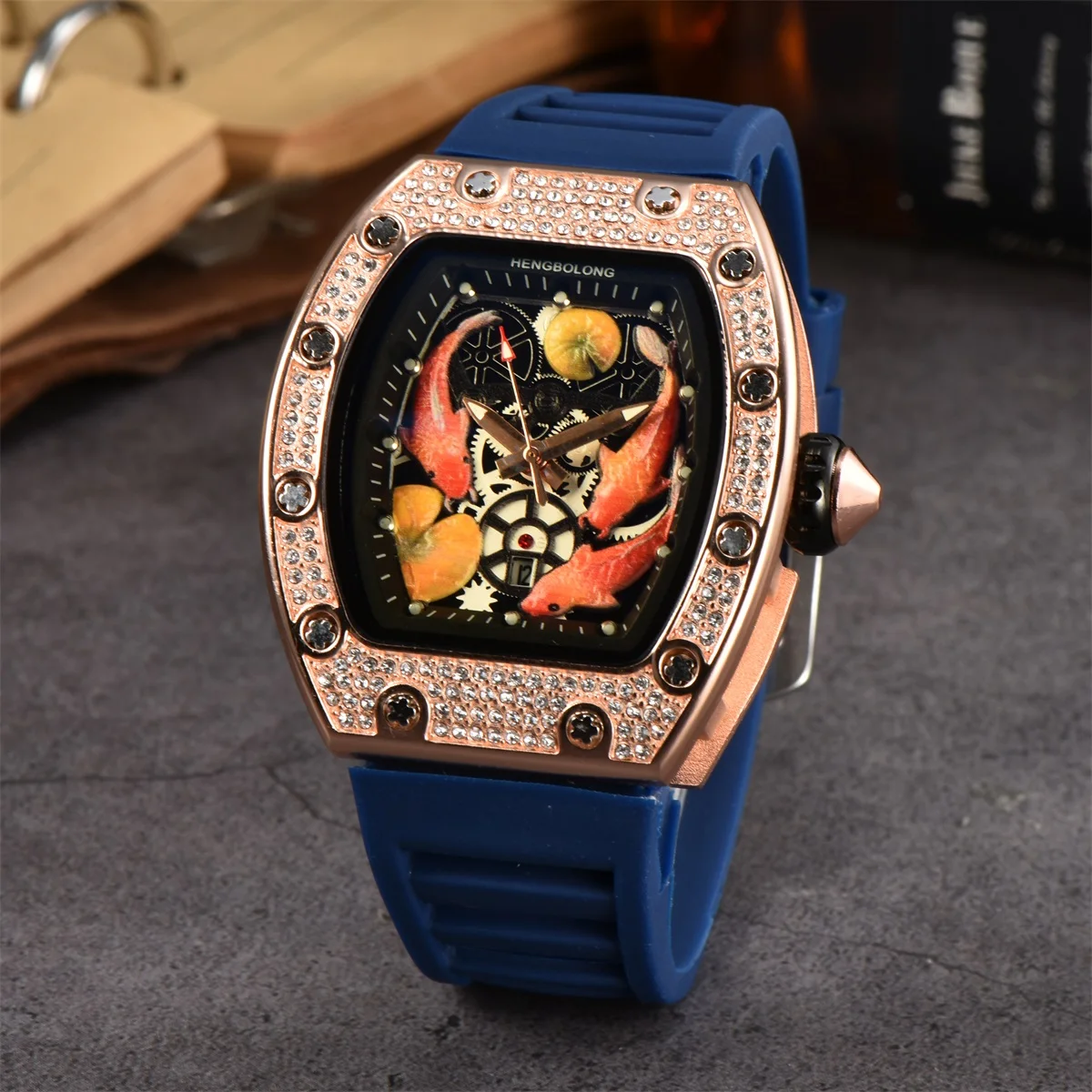 New Barrel Alloy shell Quartz Watch for men Super Strong Silicone tape Quartz Pointer Watch Wholesale