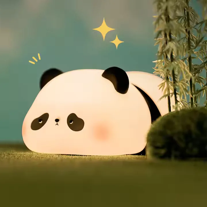 Cute Panda LED Night Light, Soft Silicone USB Rechargeable Touch Lamp with Timer – Ideal for Kids’ Room Decoration & Gifts