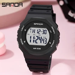 Fashion Sanda Luxury Sport Military Women's Watches 5 Atm Waterproof White Electronic Watch For Female Clock Relogio Feminino