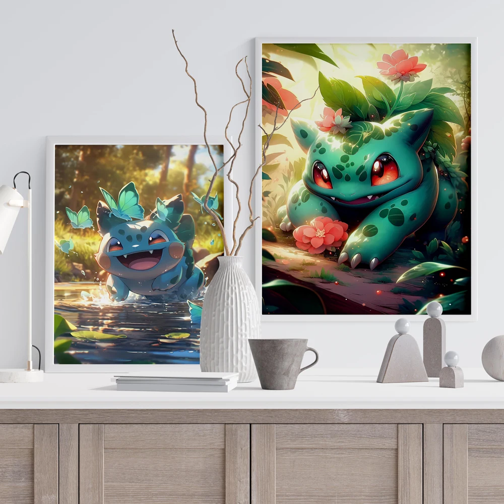 Anime Posters Pokemon Venusaur Bulbasaur Pikachu Modular Prints Classic Home Room Painting Wall Art Kid Decoration Paintings