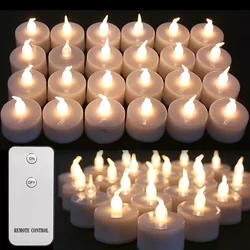 24 pçs cintilação led vela tealights sem controle remoto/controle remoto velas sem chama com bateria para casamento casa decorações de natal