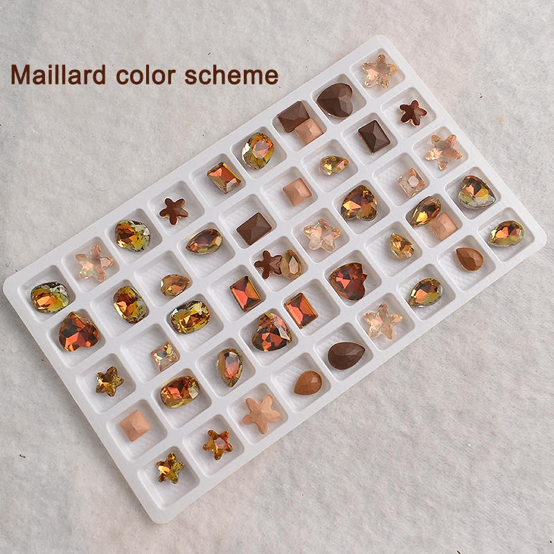 Mocha Maillard Mixed Shape Nail Art Rhinestone  Brown Sharp Bottomed Crystal Glass Manicure Decoration 30/100PCS