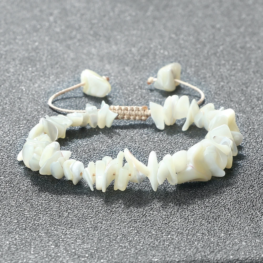 Bohemian White Chips Shell Bracelet Irregular Gravel Chip Seashell Bead Braided Bracelets Fashion Summer Beach Jewelry for Women - view 3