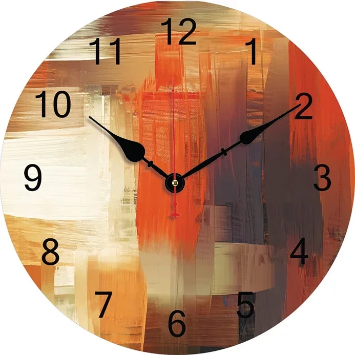Reloj de pared de arte abstracto con estilo de pintura al óleo, decoración de cocina, arte de pared, relojes de pared redondos grandes silenciosos para sala de estar, dormitorio y oficina