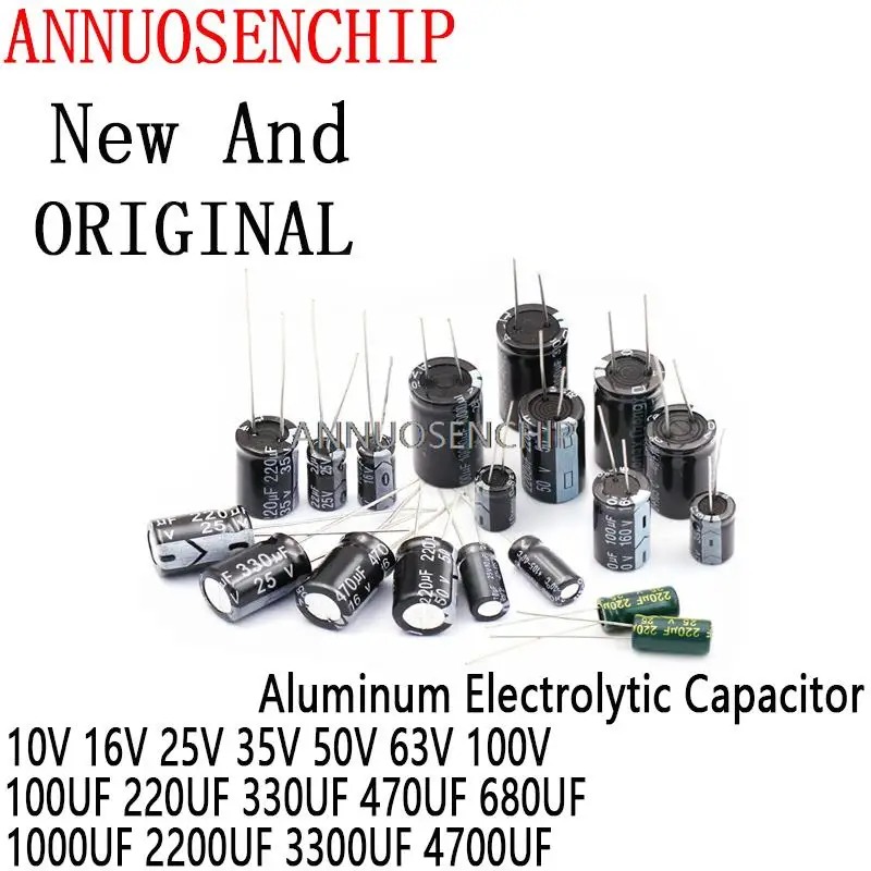 

2-50PCS Aluminum Electrolytic Capacitor 10V 16V 25V 35V 50V 63V 100V 100UF 220UF 330UF 470UF 680UF 1000UF 2200UF 3300UF 4700UF