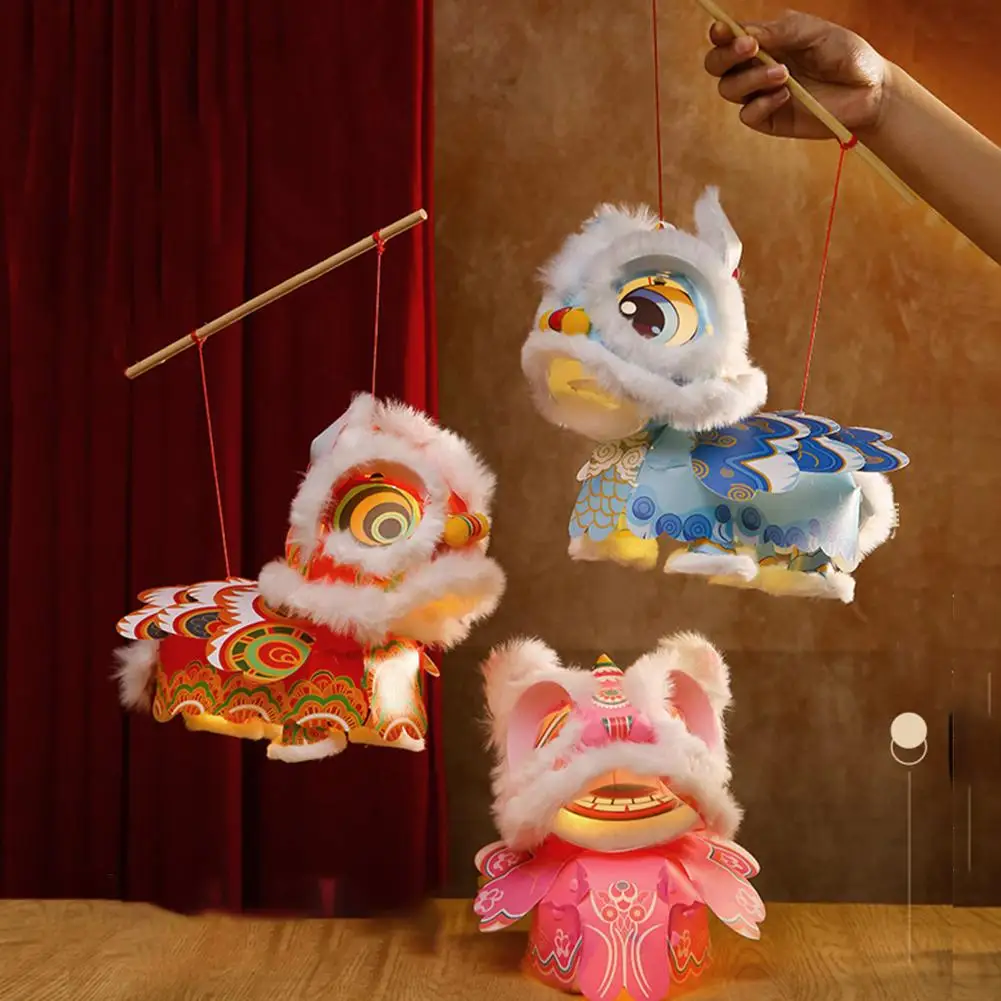 DIY Leeuwendans Lantaarn Kit Chinees Nieuwjaar Decoratie met LED-verlichting Wuivende Hoofd PVC Materiaal Familie Ambachtelijke Activiteit
