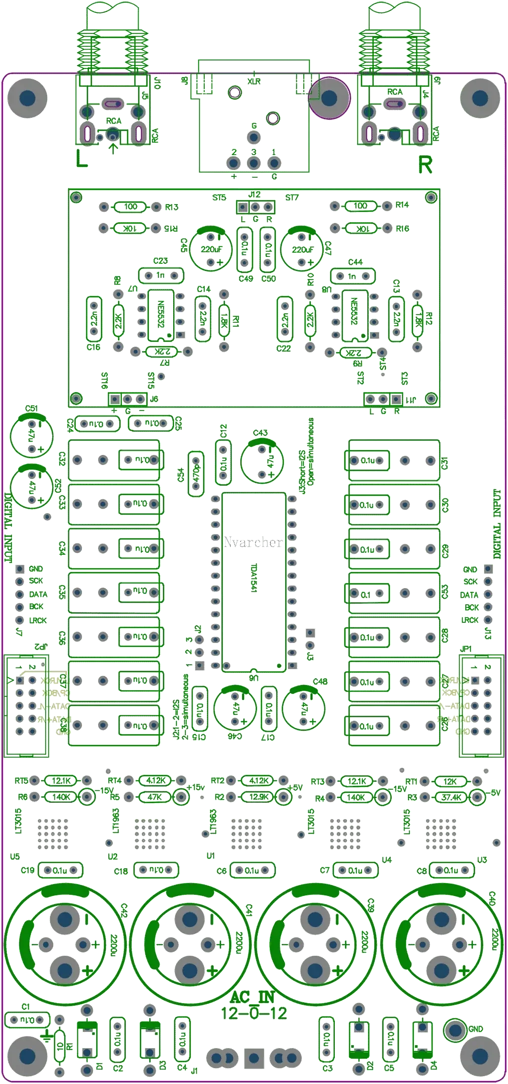 Nvarcher HIFI TDA1541 printplaat voor audiodecodering