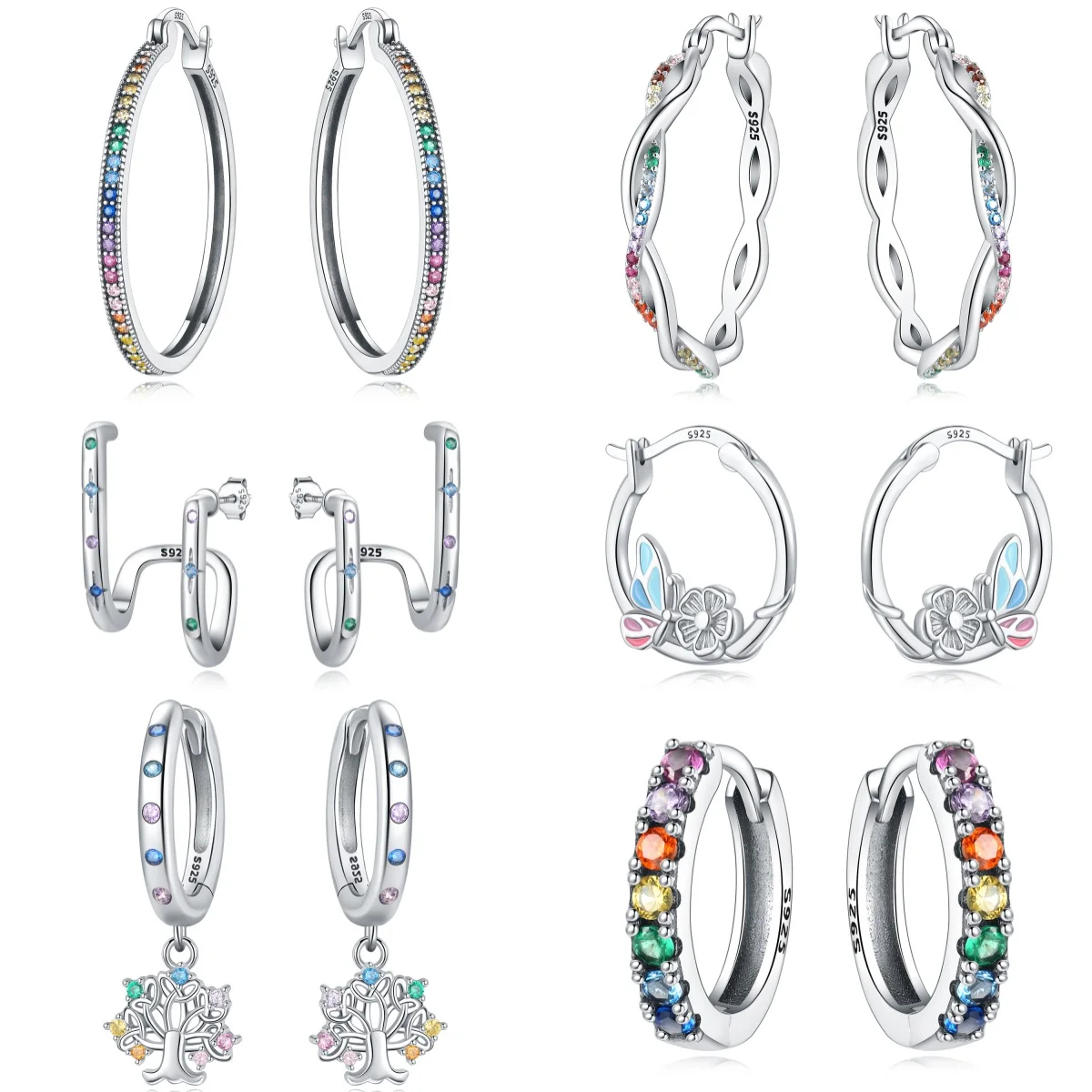 925 Sterling Silver Colourful Simplicity Earrings Jewelry Versatile Hoop Earrings For Women Jewelry Birthday Party Fine Gifts