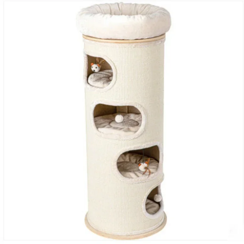 High-end solid wood cat scratching board Multifunctional pet supplies Multi-layer cat climbing frame Grinding claw grabbing post