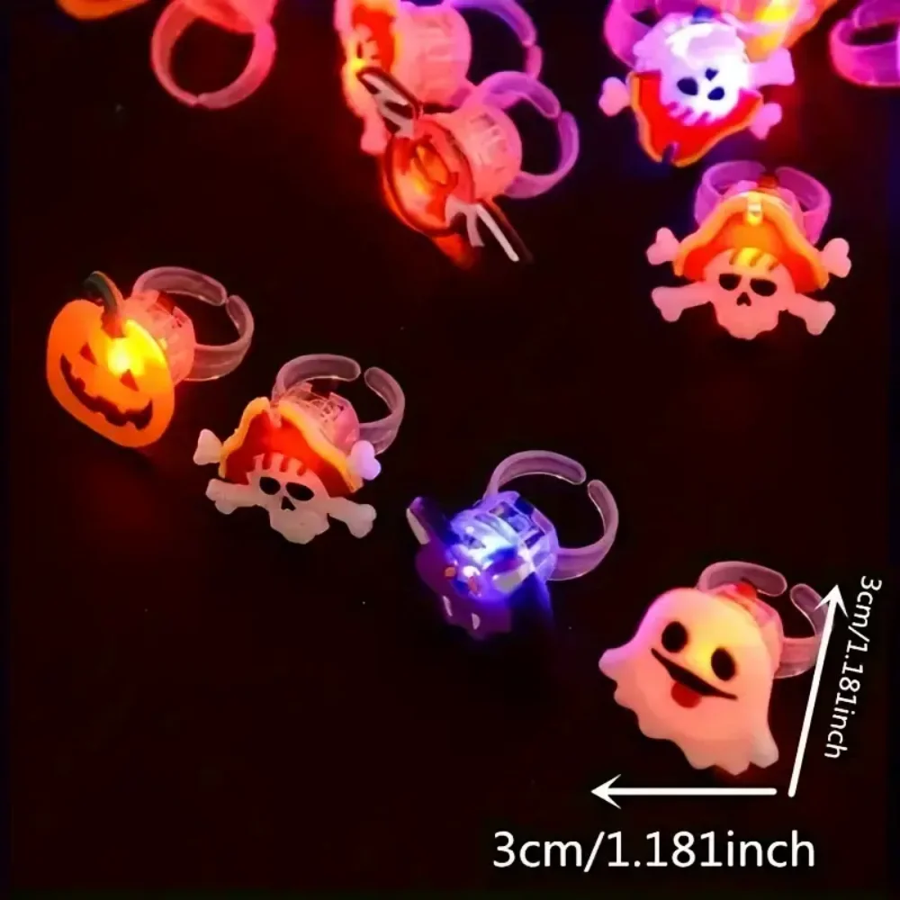 50 حلقة أطفال للهالوين، حلقات فلاش LED، حلقات مضيئة، ألعاب مضيئة، عناصر حفلات كرنفال الهالوين، ألعاب مضيئة، su