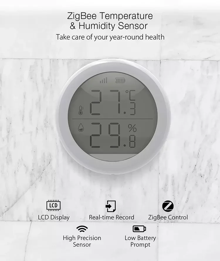 Glomarket Tuya Zigbee Wireless Smart Temperatur Feuchtigkeit Sensor Indoor Echt Zeit Hygrometer Thermometer Mit LCD Display