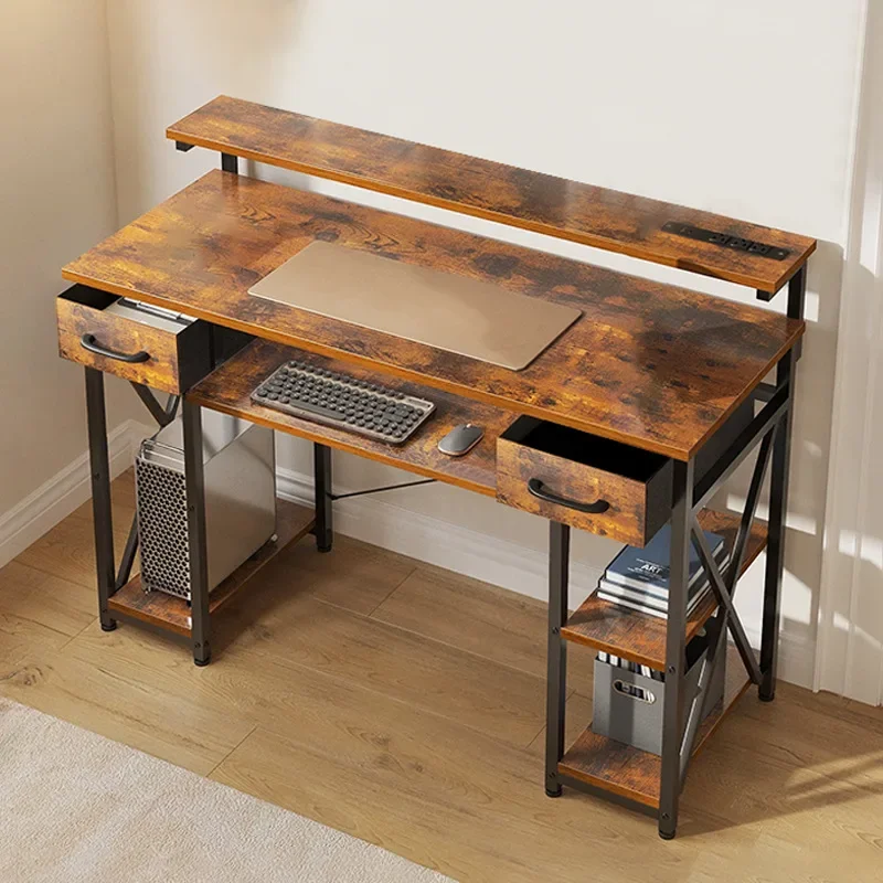 

Минималистичный рабочий компьютерный стол со стойкой для монитора, стол с двойным ящиком