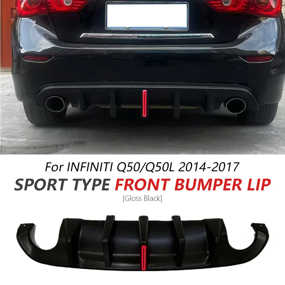 

Rear Diffuser For Infiniti Q50 2014-2017 Glossy Black Sport Body Kit Glossy Black Rear Lip Spoiler Accessories Car Update