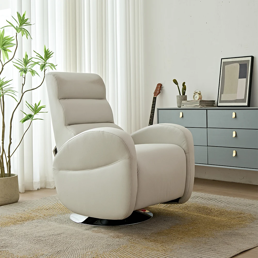 

Modern Recliner Chair For Beauty Salon Fabric Upholstery With Extendable Feature Metal Frame