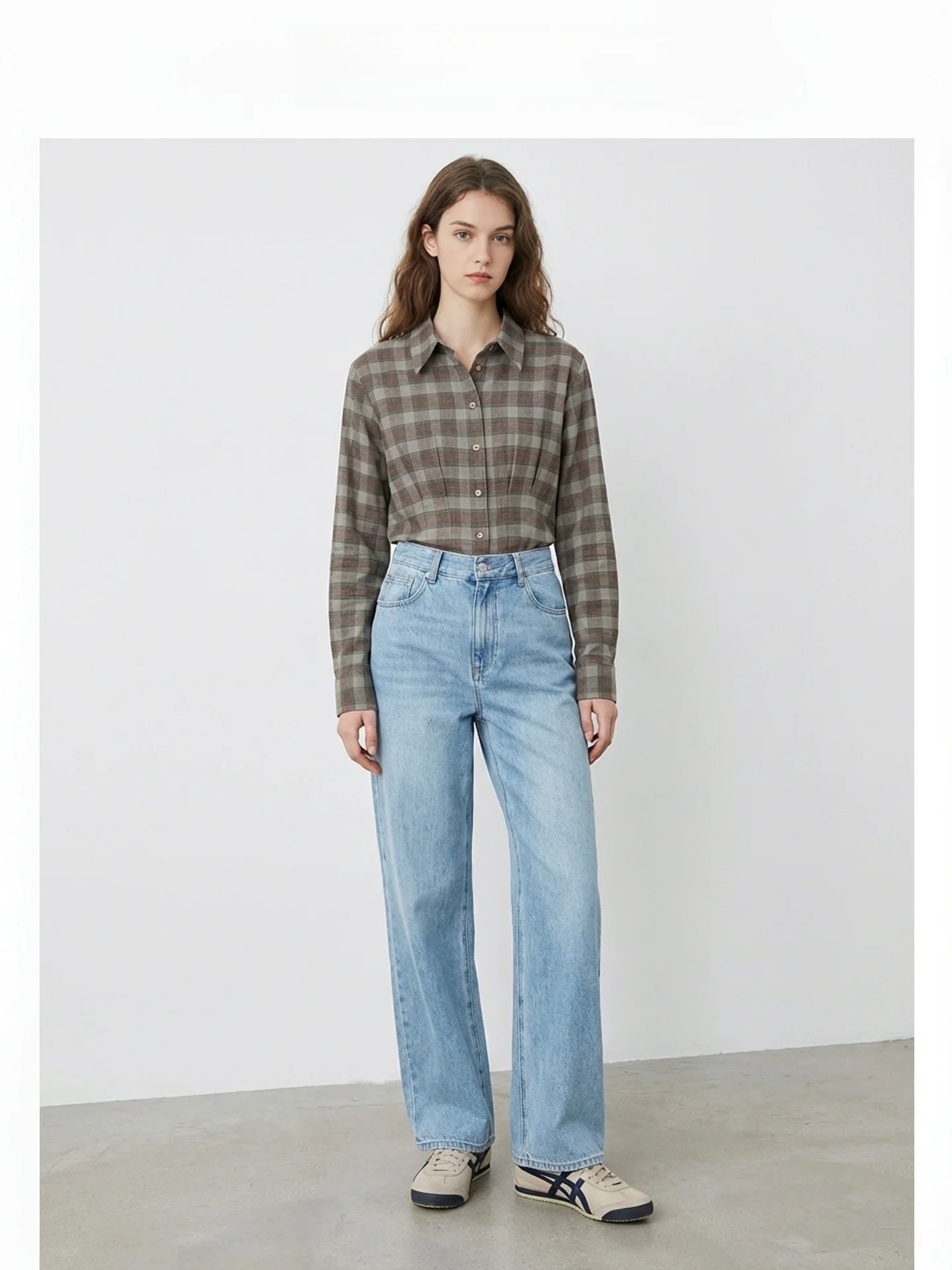 

American Retro Plaid irt Women's Spring Autumn Design Slimming Waist Effect Floing Layering Old Money Sle Top High End ...