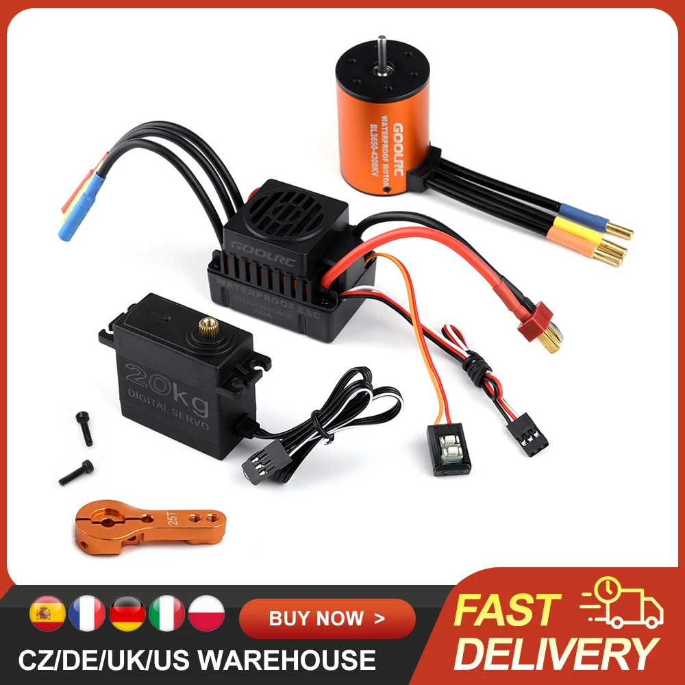 GoolRC Combo Set 3650 4300KV Motor 60 Brushless ESC 20kg Servo w/ 25T Servo Arm for 1/10 RC Car Truck Off-road