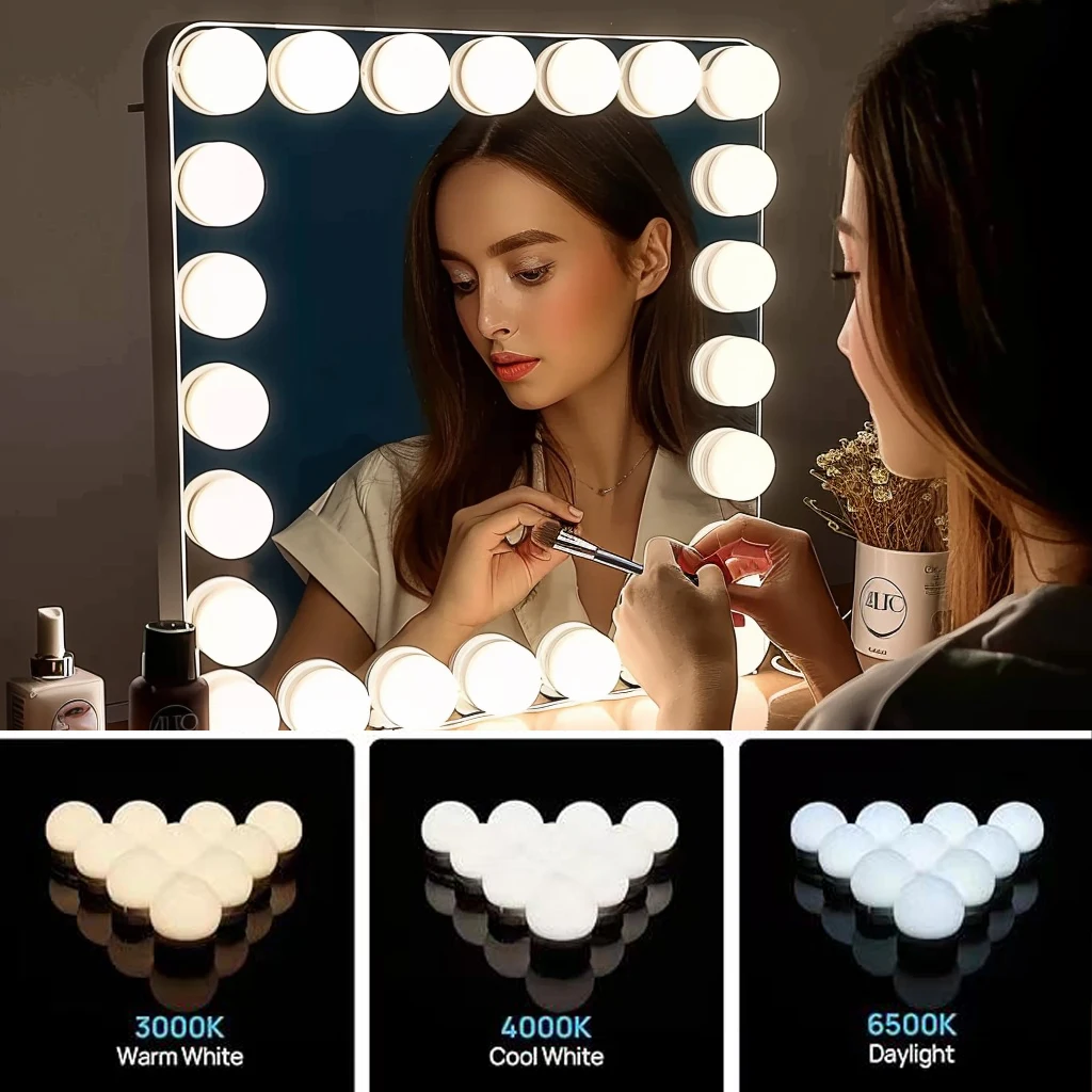 Imagem -06 - Led Light Paste Mirror Maquiagem Lâmpadas Vanity Lamp Usb Tabela Iluminada Cosmética 5v 2a 12 Pcs