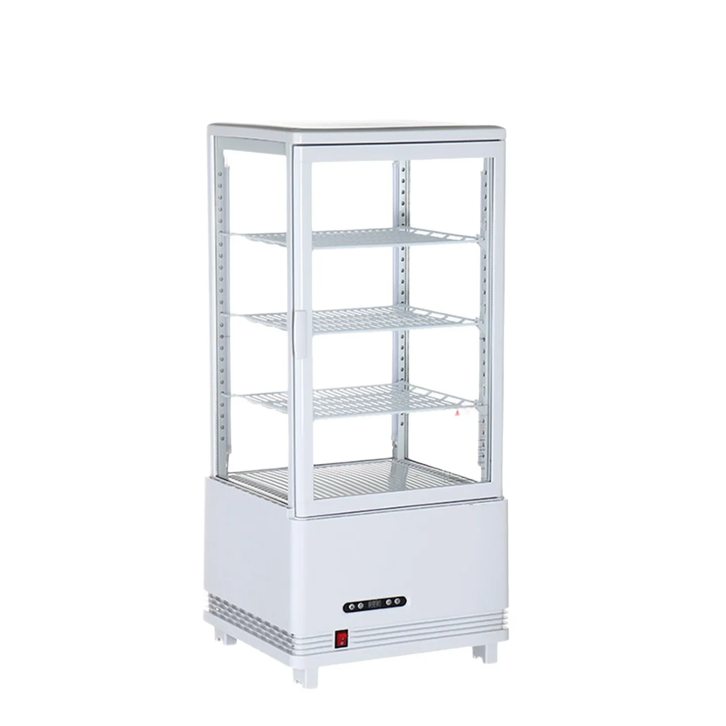 Cake dessert refrigerated display cabinet four sides transparent glass beverage fruit barbecue fresh stall small refrigerator