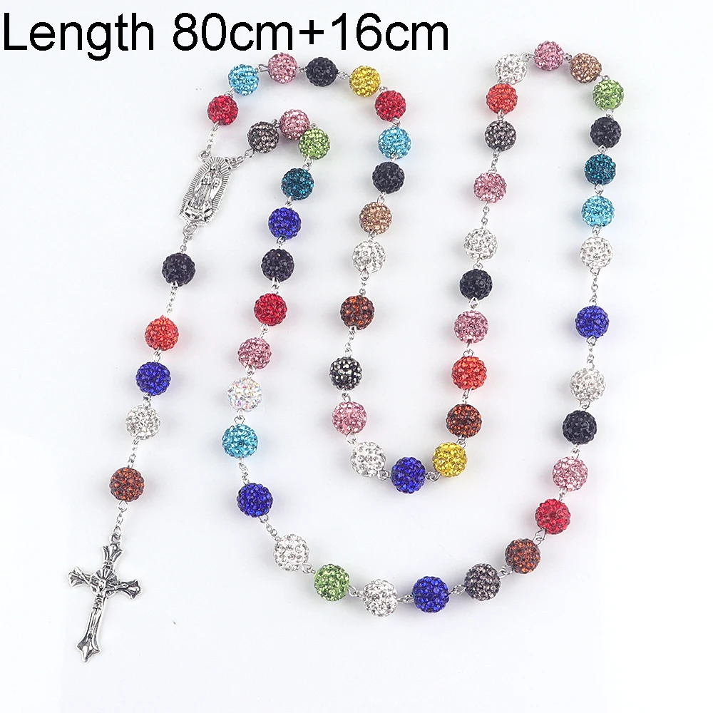 Hot selling European and American women\'s long necklace Rosary prayer bead necklace six layer high quality soft ceramic drill